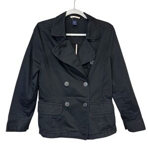 GAP Women's Black Coat Peacoat Jacket Medium Classic Chic Parisian Inspired